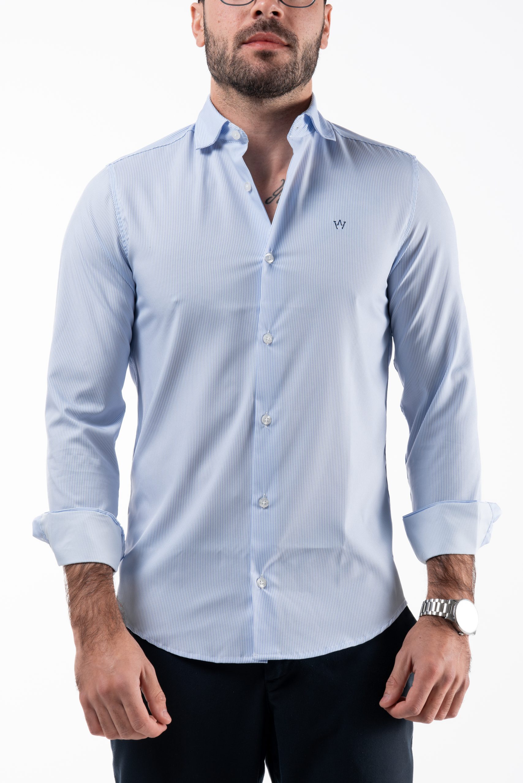 VITORAMBROSE-9270 Camisa risca fina - azul - Image 1