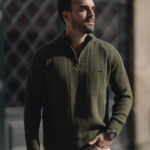 Camisola fecho entrançada verde