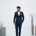 Fato trespasse slim fit Azul risca giz