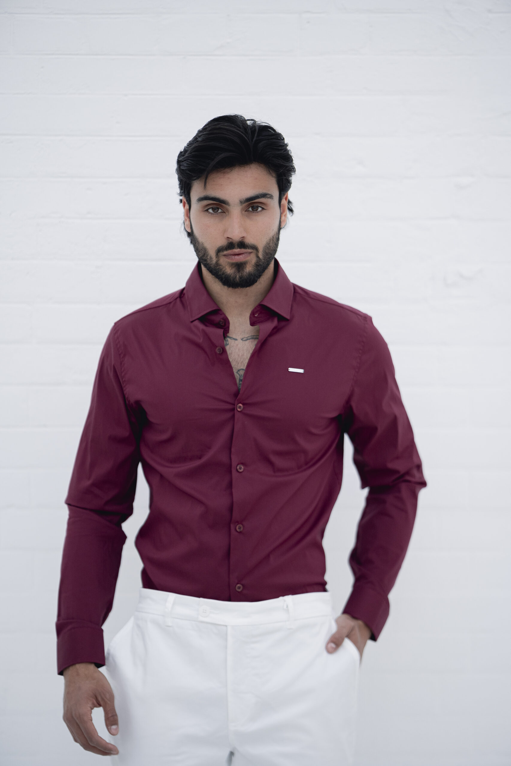 DSC03291 Camisa Slim Firenze Bordô - Image 1