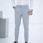 Calça de Tecido Cinza Claro